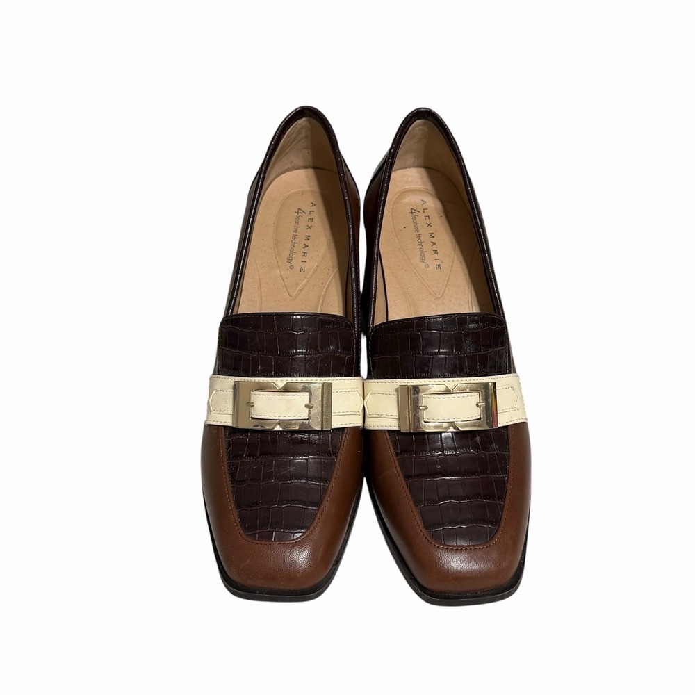 Alex Marie Felix Crocodile Embossed Healed Leather Loafers Women's Size 11M - Picture 3 of 12